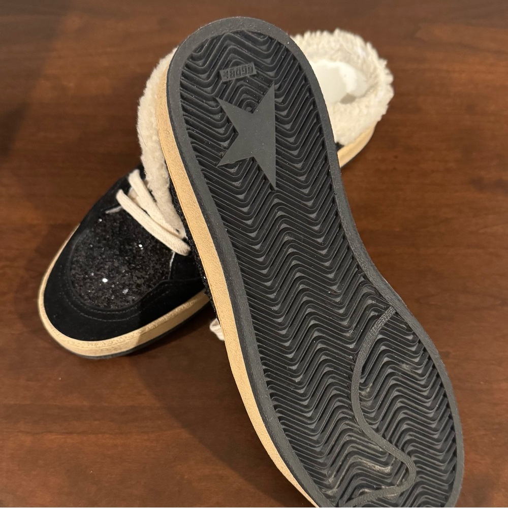 Golden Goose Ball Star Sabot mules size 39 black glitter with shearling lining - Picture 6 of 14